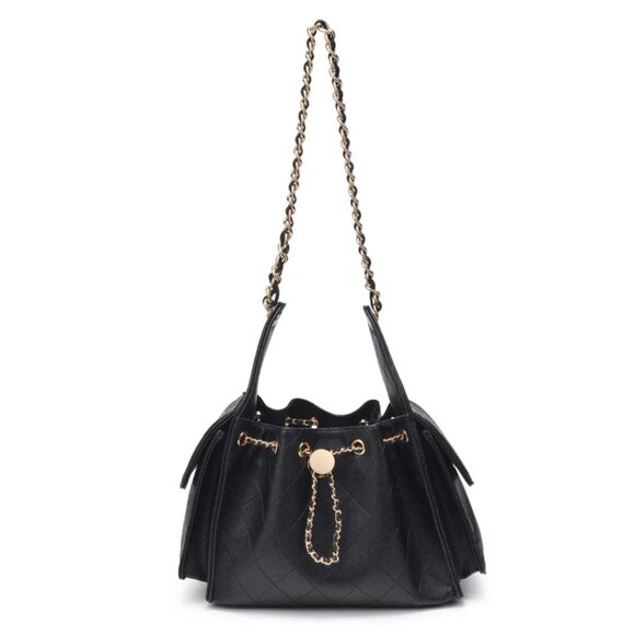 NWT Black Willow Vegan Leather Hobo Bag – Gold Chain Strap Shoulder Purse - Picture 3 of 4